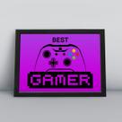 Quadro com moldura best gamer rosa