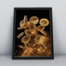 Quadro com moldura bitcon dourados