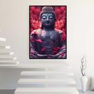 Quadro com Moldura Buda Pedra Petalas Decorativo Grande Sala Quarto Hall