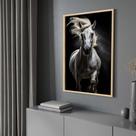 Quadro com Moldura Cavalo Branco Luxo Decorativo Grande Sala Quarto Hall