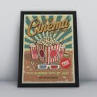 Quadro com moldura cinema pipoca