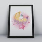 Quadro com moldura coelhinho na lua Ilustra-ao-47-M1 Quadro com moldura coelhinho na lua Ilustra-ao-47-M1