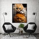 Quadro Com Moldura Decorativo Grande Alta Resolução Para Sala Quarto Escritório 3 Gatos