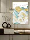 Quadro Com Moldura Decorativo Grande Alta Resolução Para Sala Quarto Escritório Abstrata Montanhas Douradas