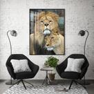 Quadro Com Moldura Decorativo Grande Alta Resolução Para Sala Quarto Escritório Casal Leões
