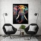 Quadro Com Moldura Decorativo Grande Alta Resolução Para Sala Quarto Escritório Elefante Color Quadro Com Moldura Decorativo Grande Alta Resolução Para Sala Quarto Escritório Elefante Color