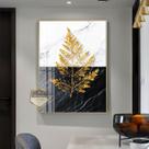 Quadro Com Moldura Decorativo Grande Alta Resolução Para Sala Quarto Escritório Folha Dourada Fundo Preto Branco Estilo Marmorizado
