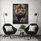 Quadro Com Moldura Decorativo Grande Alta Resolução Para Sala Quarto Escritório Leão Caçando Quadro Com Moldura Decorativo Grande Alta Resolução Para Sala Quarto Escritório Leão Caçando