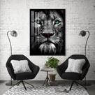 Quadro Com Moldura Decorativo Grande Alta Resolução Para Sala Quarto Escritório Leão olhos Verde