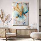 Quadro com Moldura Decorativo Para Sala Quarto Hall Abstrato Mármore Claro Cor:MOLDURA MADEIRATamanho:40 X 60 X 3 CM