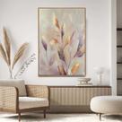 Quadro com Moldura Decorativo Para Sala Quarto Hall Folhas Douradas Bege Cor:MOLDURA MADEIRATamanho:40 X 60 X 3 CM
