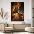 Quadro com Moldura Decorativo Para Sala Quarto Hall Leão Pai com Filhote Cor:MOLDURA MADEIRATamanho:130 X 90 X 3 CM