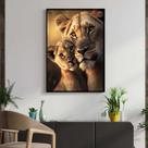 Quadro com Moldura Decorativo Para Sala Quarto Hall Leoa com Filhote Savana Cor:MOLDURA PRETATamanho:40 X 60 X 3 CM