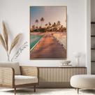 Quadro com Moldura Decorativo Para Sala Quarto Hall Por do Sol Pier Coqueiros Cor:MOLDURA MADEIRATamanho:40 X 30 X 3 CM