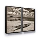 Quadro Com Moldura Decorativo Praia Barco Sala Quarto