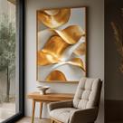 Quadro com Moldura e Acrilico Cristal Arte Moderna Dourada para Sala, Quarto e Escritório