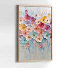 Quadro com Moldura e Acrilico Cristal Vidro Abstrato Flores Pasteis para Sala de estar, Quarto, Hall e Escritório