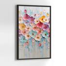 Quadro com Moldura e Acrilico Cristal Vidro Abstrato Flores Pasteis para Sala, Quarto e Escritório