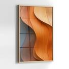 Quadro com Moldura e Acrilico Cristal Vidro Abstrato Madeira para Sala, Quarto e Escritório
