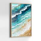 Quadro com Moldura e Acrilico Cristal Vidro Abstrato Mármore Azul para Sala, Quarto e Escritório