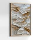 Quadro com Moldura e Acrilico Cristal Vidro Abstrato Ondas Dourada para Sala de estar, Quarto, Hall e Escritório