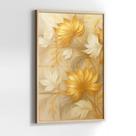 Quadro com Moldura e Acrilico Cristal Vidro Folhagem Ouro para Sala de estar, Quarto, Hall e Escritório