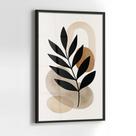 Quadro com Moldura e Acrilico Cristal Vidro Folhas Minimalistas para Sala, Quarto e Escritório