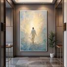 Quadro com Moldura e Acrilico Cristal Vidro Jesus Arte Aguas para Sala, Quarto e Escritório