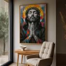 Quadro com Moldura e Acrilico Cristal Vidro Jesus Arte para Sala de estar, Quarto, Hall e Escritório