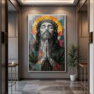 Quadro com Moldura e Acrilico Cristal Vidro Jesus Arte para Sala, Quarto e Escritório