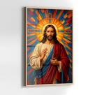 Quadro com Moldura e Acrilico Cristal Vidro Jesus Ladrilho para Sala de estar, Quarto, Hall e Escritório