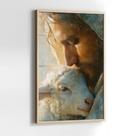 Quadro com Moldura e Acrilico Cristal Vidro Jesus Ovelha para Sala, Quarto e Escritório