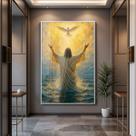 Quadro com Moldura e Acrilico Cristal Vidro Jesus Santo para Sala, Quarto e Escritório