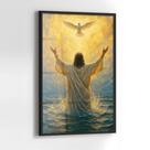 Quadro com Moldura e Acrilico Cristal Vidro Jesus Santo para Sala, Quarto e Escritório