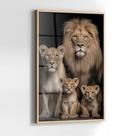 Quadro com Moldura e Acrilico Cristal Vidro Leoes 2 Filhotes para Sala de estar, Quarto, Hall e Escritório