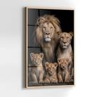 Quadro com Moldura e Acrilico Cristal Vidro Leoes 3 Filhotes para Sala de estar, Quarto, Hall e Escritório