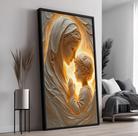 Quadro com Moldura e Acrilico Cristal Vidro Maria menino Jesus para Sala, Quarto e Escritório