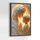 Quadro com Moldura e Acrilico Cristal Vidro Maria menino Jesus para Sala, Quarto e Escritório