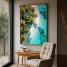 Quadro com Moldura e Acrilico Cristal Vidro Paisagem Ilha para Sala de estar, Quarto, Hall e Escritório