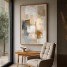 Quadro com Moldura e Acrilico Cristal Vidro Pincelada Harmonia para Sala de estar, Quarto, Hall e Escritório