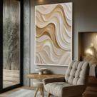 Quadro com Moldura e Acrilico Cristal Vidro Relevo Bege para Sala de estar, Quarto, Hall e Escritório