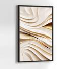 Quadro com Moldura e Acrilico Cristal Vidro Relevos Ondas Douradas para Sala, Quarto e Escritório