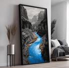 Quadro com Moldura e Acrilico Cristal Vidro Rio Azul Canion para Sala de estar, Quarto, Hall e Escritório