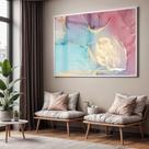 Quadro com Moldura e Acrilico Cristal Vidro Sala Quarto Abstrato Azul e Rosa Mármore Decorativo Horizontal Grande Hall Quadro com Moldura e Acrilico Cristal Vidro Sala Quarto Abstrato Azul e Rosa Mármore Decorativo Horizontal Grande Hall