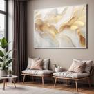 Quadro com Moldura e Acrilico Cristal Vidro Sala Quarto Abstrato Dourado Branco Mármore Decorativo Horizontal Grande Ha Quadro com Moldura e Acrilico Cristal Vidro Sala Quarto Abstrato Dourado Branco Mármore Decorativo Horizontal Grande Ha