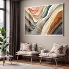 Quadro com Moldura e Acrilico Cristal Vidro Sala Quarto Abstrato Moderno Decorativo Horizontal Grande Hall