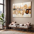 Quadro com Moldura e Acrilico Cristal Vidro Sala Quarto Abstrato Pintura Arte Marrom Bege Creme Decorativo Horizontal Quadro com Moldura e Acrilico Cristal Vidro Sala Quarto Abstrato Pintura Arte Marrom Bege Creme Decorativo Horizontal