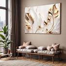 Quadro com Moldura e Acrilico Cristal Vidro Sala Quarto Dourado Flores Branca Floral Arte Decorativo Horizontal Grande Quadro com Moldura e Acrilico Cristal Vidro Sala Quarto Dourado Flores Branca Floral Arte Decorativo Horizontal Grande