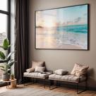 Quadro com Moldura e Acrilico Cristal Vidro Sala Quarto Paisagem Praia Decorativo Horizontal Grande Hall Quadro com Moldura e Acrilico Cristal Vidro Sala Quarto Paisagem Praia Decorativo Horizontal Grande Hall