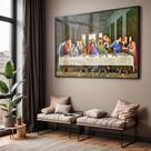 Quadro com Moldura e Acrilico Cristal Vidro Sala Quarto Santa Ceia Religioso Decorativo Horizontal Grande Hall Quadro com Moldura e Acrilico Cristal Vidro Sala Quarto Santa Ceia Religioso Decorativo Horizontal Grande Hall